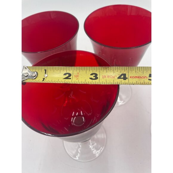 Vintage Ruby Red Clear Glass Goblets Set Of 4 - 6" Tall - Picture 5 of 5